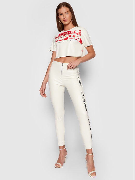 LaBellaMafia LaBellaMafia Bluzka 21767 Biały Cropped Fit