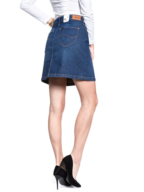 Lee Lee Spódnica mini A LINE SKIRT Niebieski Regular Fit