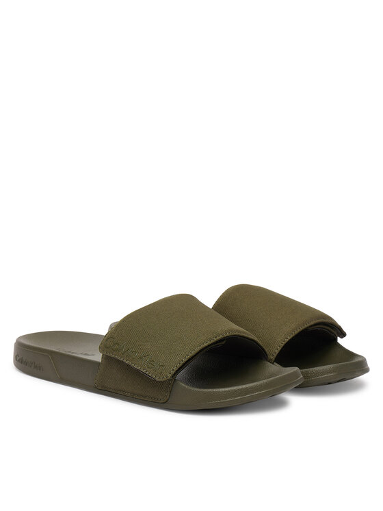 Calvin Klein Calvin Klein Klapki Ess Slide Adj Monobrand Cv HM0HM02115 Zielony