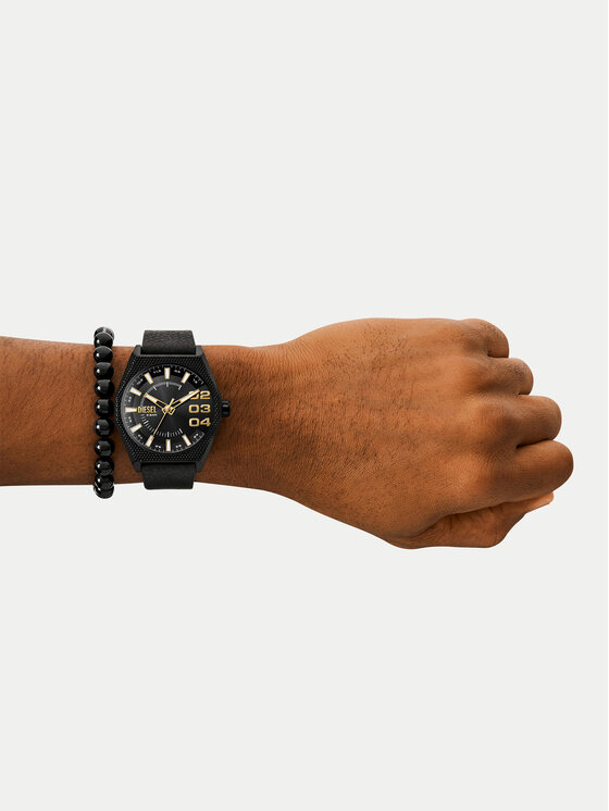 Diesel Diesel Uhr und Armband Set Double Scraper DZ2210SET Schwarz