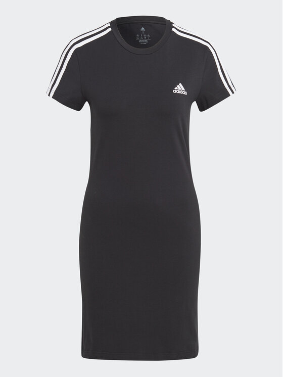 adidas adidas Každodenné šaty Essentials 3-Stripes Tee Dress IC8785 Čierna Fitted Fit
