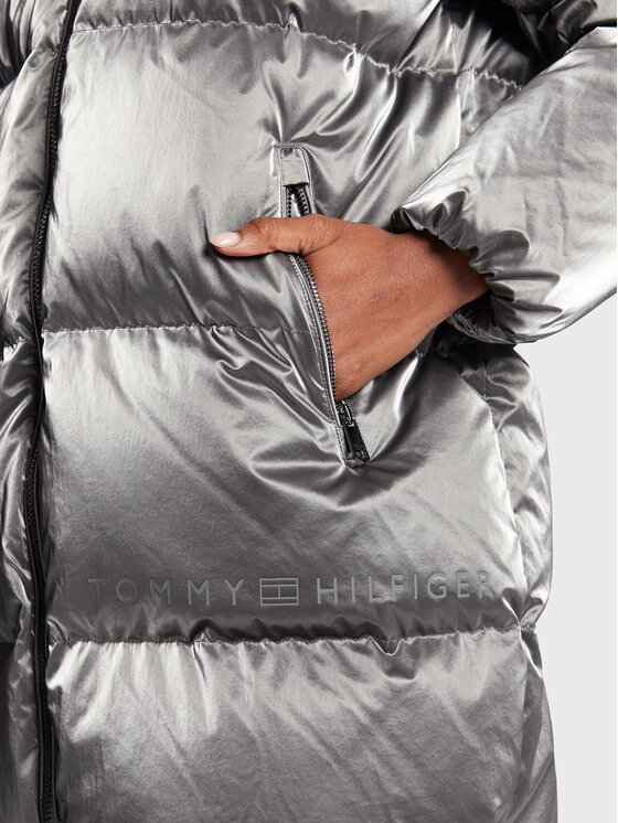 Tommy Hilfiger Tommy Hilfiger Pernata jakna Metallic WW0WW35935 Srebrna Loose Fit