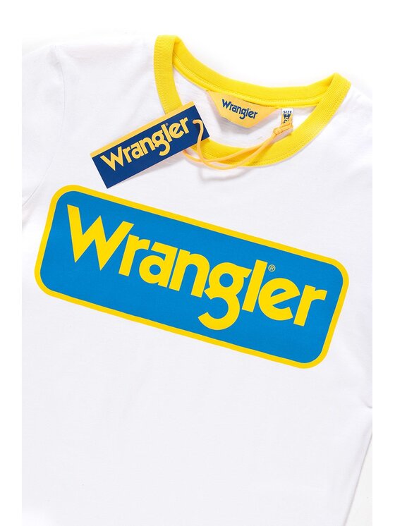 Wrangler Wrangler T-Shirt B&Y RINGER TEE Biały Regular Fit