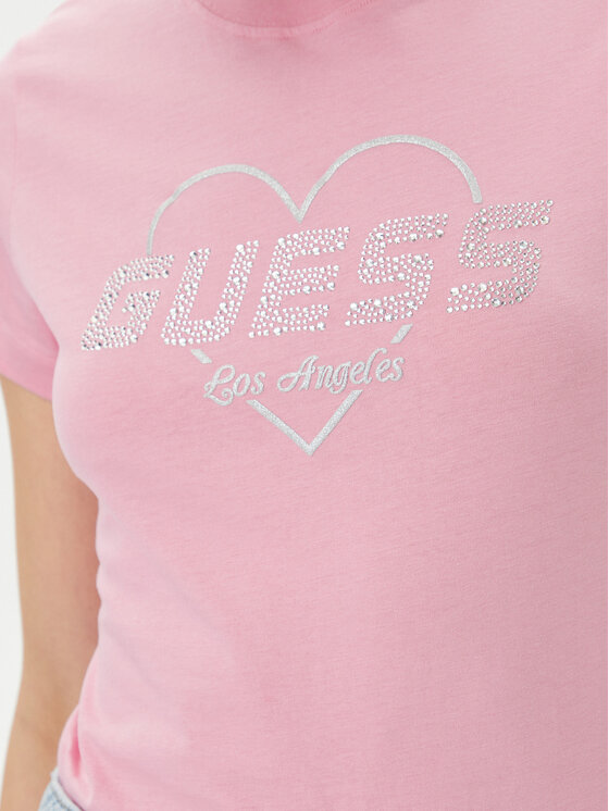 Guess Guess Tricou V5GI10 K9RM1 Roz Regular Fit