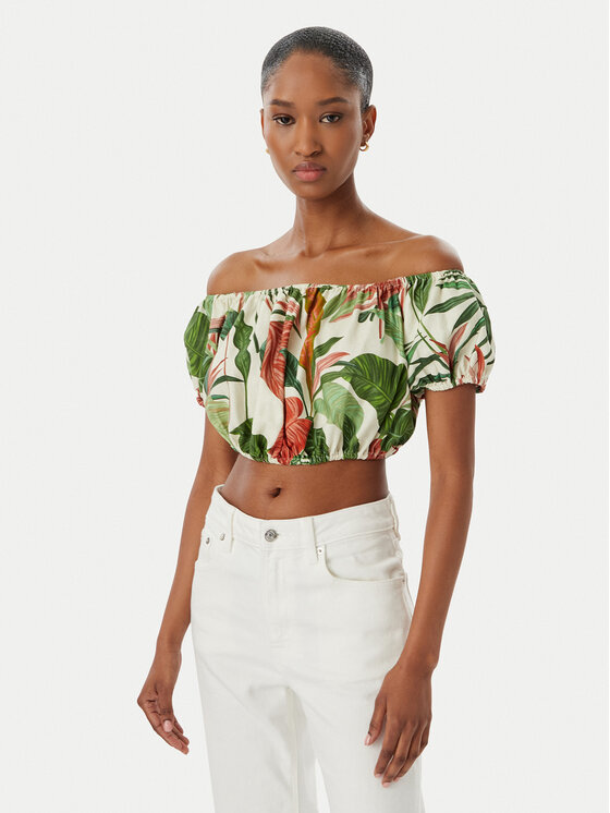 Guess Bluză W6GHA1 W2447 Verde Regular Fit