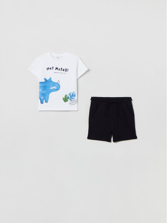 OVS OVS Sada tričko a sportovní šortky 1759108 Bílá Regular Fit