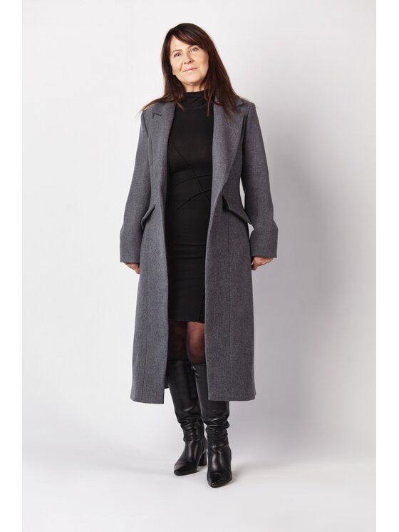 MANDRAGORA MANDRAGORA Cappotto di lana ekstrawagancki szary Grigio Over Fit