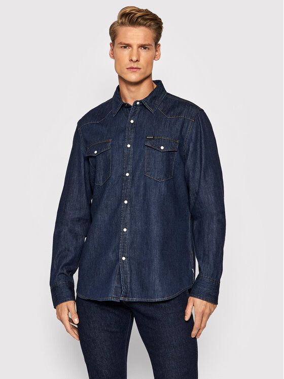 Guess Guess Джинсова сорочка Camicia M1BH12 R4DL1 Cиній Regular Fit