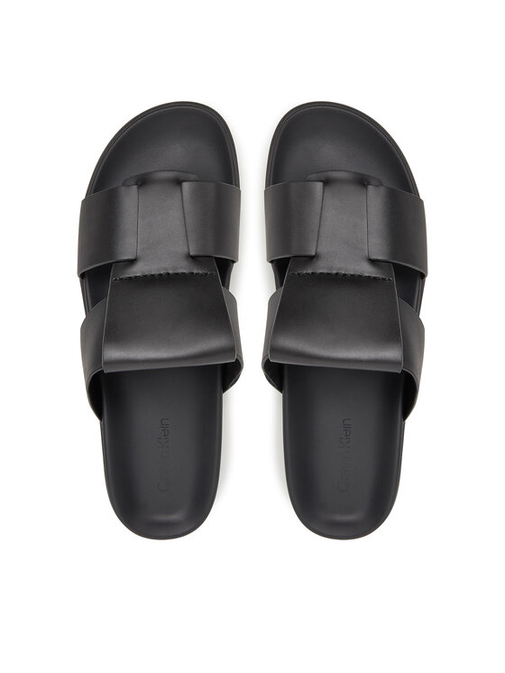 Calvin Klein Calvin Klein Natikače Lug Sandal Double T Lth HM0HM01734 Crna