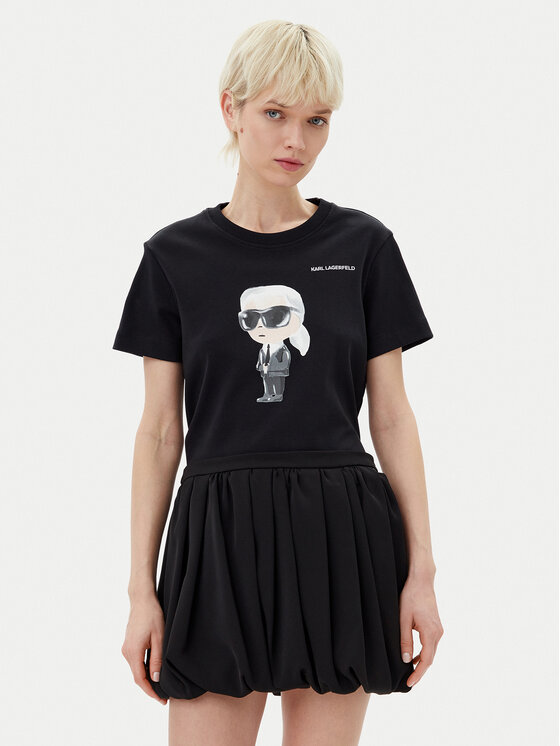 KARL LAGERFELD Tričko A1W17130 Čierna Regular Fit