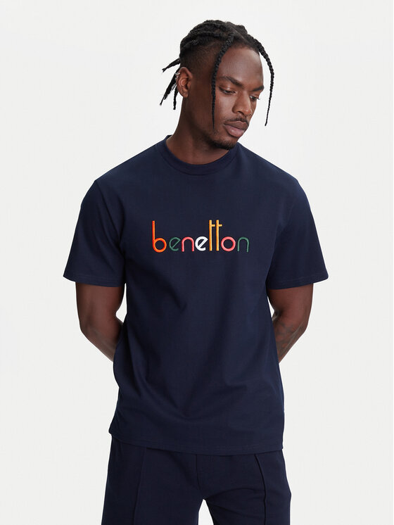 United Colors Of Benetton United Colors Of Benetton Póló 3MI6U109O Sötétkék Oversize