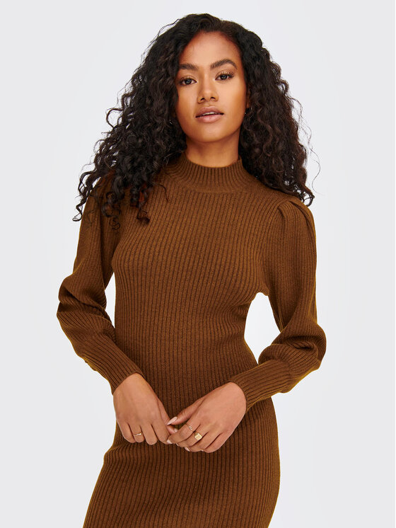 ONLY Robe en tricot Katia 15232502 Marron Slim Fit Modivo