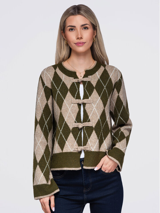 Ombre Ombre Sweter OW-SW-E0035 Zielony Regular Fit