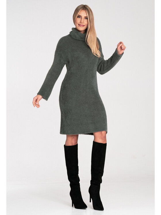 FIGL FIGL Úpletové šaty M1096 Zelená Fitted Fit