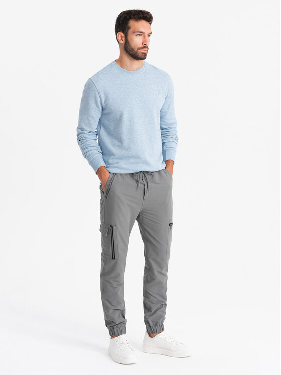 Ombre Ombre Joggers kalhoty OM-PAJO-0200 Šedá Regular Fit