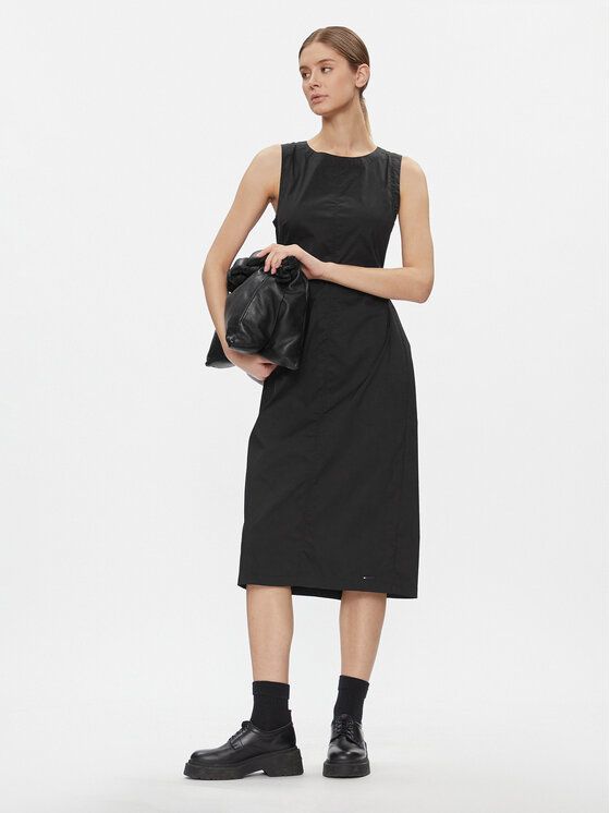 Tommy Jeans Tommy Jeans Koktel haljina Tjw Open Back Cotton Midi Dress DW0DW17431 Crna Slim Fit