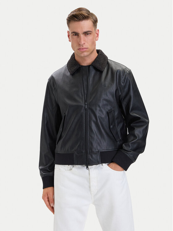 Calvin Klein Jeans Calvin Klein Jeans Яке от имитация на кожа LV04RH402G Черен Regular Fit