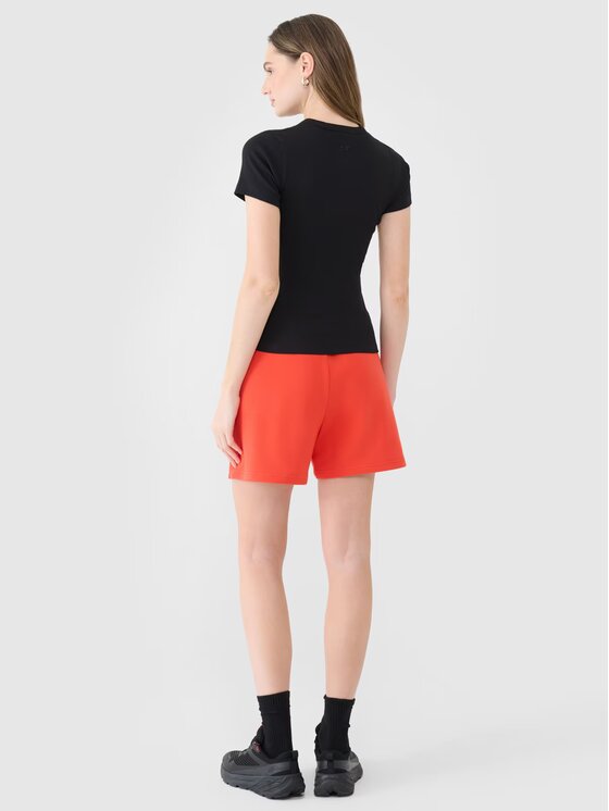4F 4F Šortky z materiálu 4FWSS25TSHOF529-62S Červená Oversize