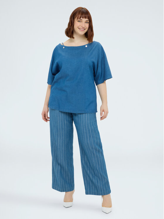 Fiorella Rubino Fiorella Rubino Bluzka 2005L000661N004 Niebieski Regular Fit