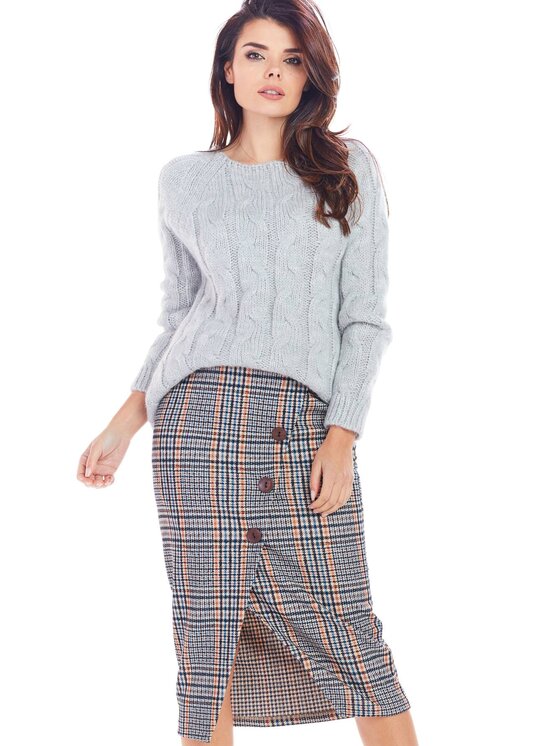 Awama Awama Spódnica A363 Granatowy Basic Fit
