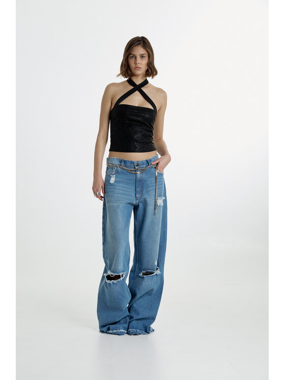 【関税&送料込】Patou Wide-Leg Ink Blue Jeans In Denim Patou | Wide waistband trousers in cotton denim