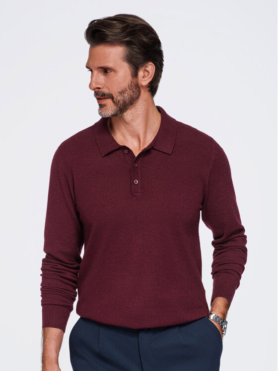 Ombre Ombre Polo OM-POLS-0151 Bordowy Regular Fit