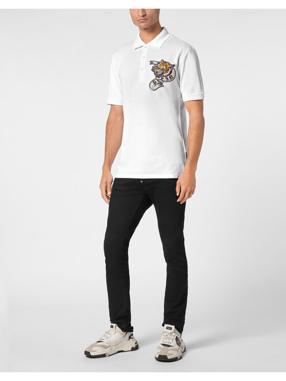 PHILIPP PLEIN PHILIPP PLEIN Polo 14653 Biały Slim Fit