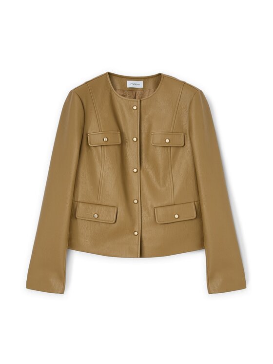 Motivi Motivi Giacca in similpelle R316Q000982N022 Écru Regular Fit