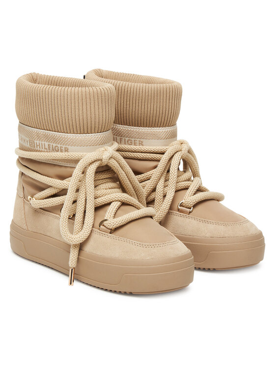 Tommy Hilfiger Tommy Hilfiger Schneeschuhe Tommytech Logotape Snowboot Warm FW0FW08998 Beige