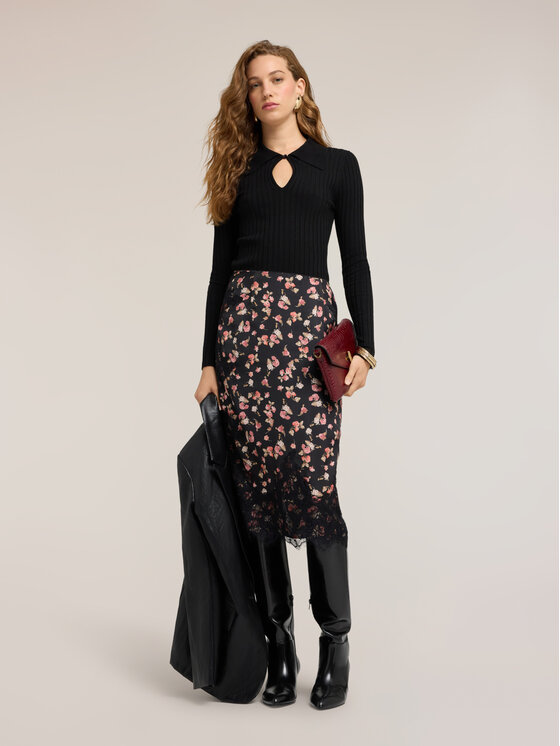 Motivi Motivi Spódnica midi 1005Q001304N0Z3 Czarny Slim Fit