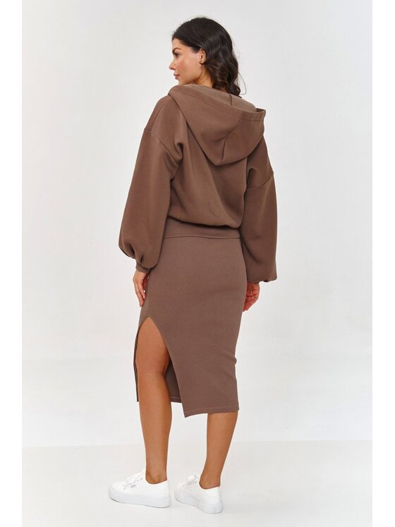Makadamia Makadamia Komplet bluza i sukienka A6 Brązowy Loose Fit
