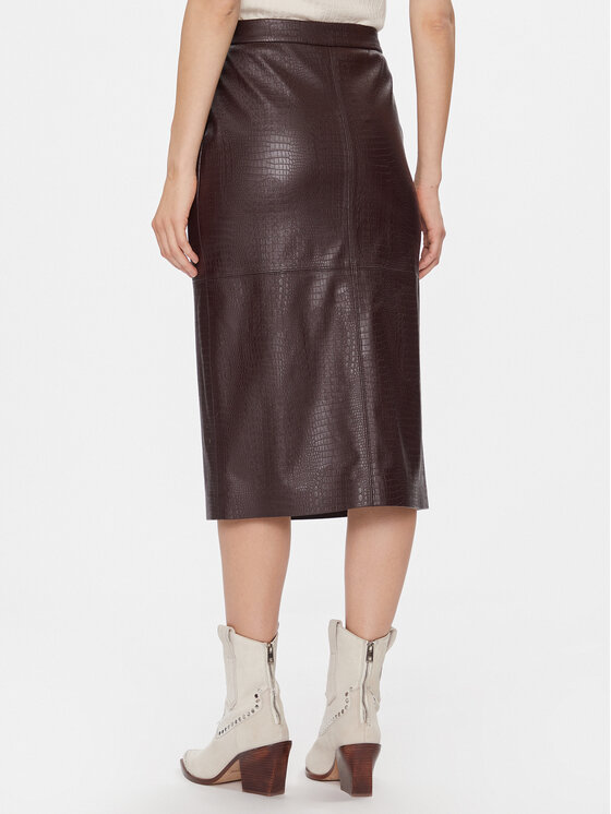 Max Mara Leisure Max Mara Leisure Spódnica skórzana Ethel 2416771027 Bordowy Regular Fit