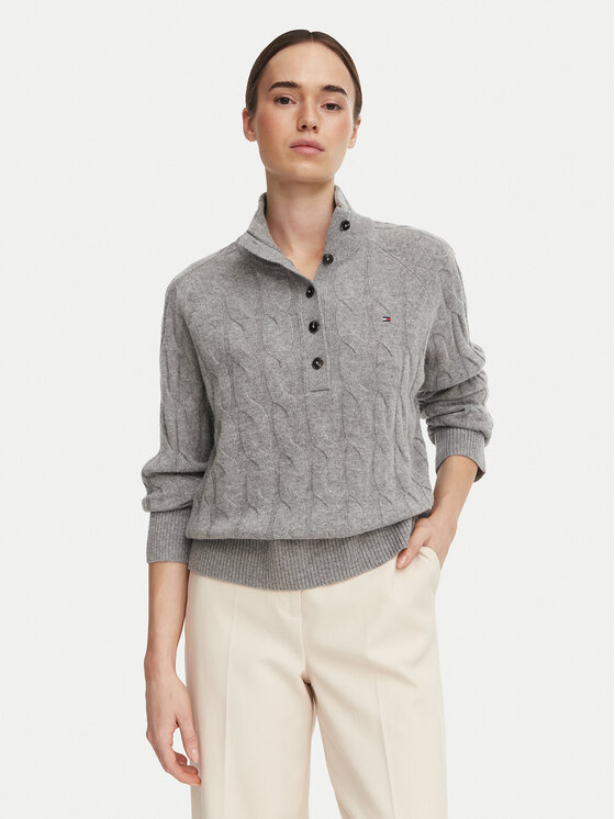 Tommy Hilfiger Tommy Hilfiger Пуловер WW0WW52189 Сив Regular Fit