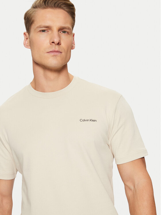 Calvin Klein Calvin Klein T-Shirt Micro Logo Interlock T-Shirt K10K109894 Beżowy Regular Fit