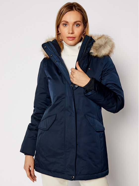 Tommy Hilfiger Parka Essential WW0WW28627 Tmavomodr Regular Fit