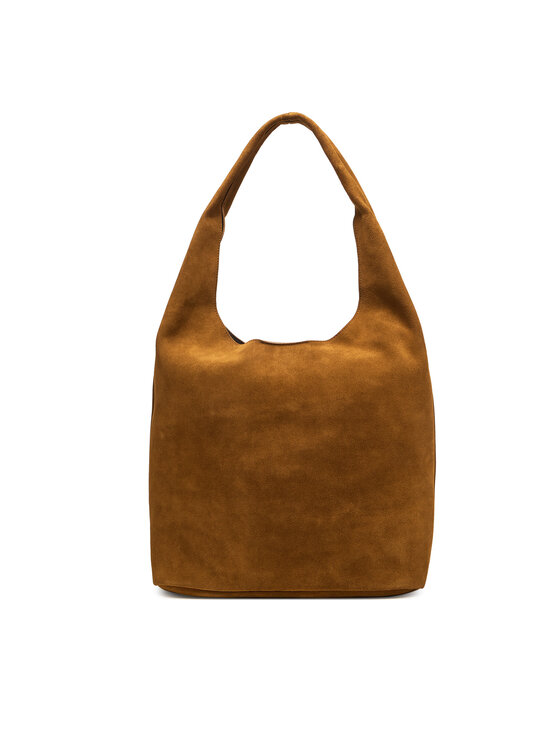 Calvin Klein Calvin Klein Torbica Slouchy Suede Leather Medium Bag LV04F3597G Smeđa
