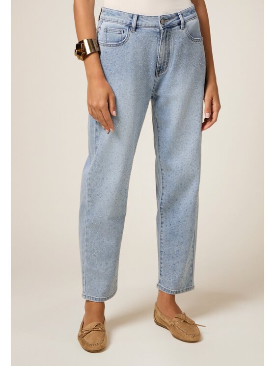 Oltre Oltre Jeansy P595R008660N004 Turkusowy Boy Fit