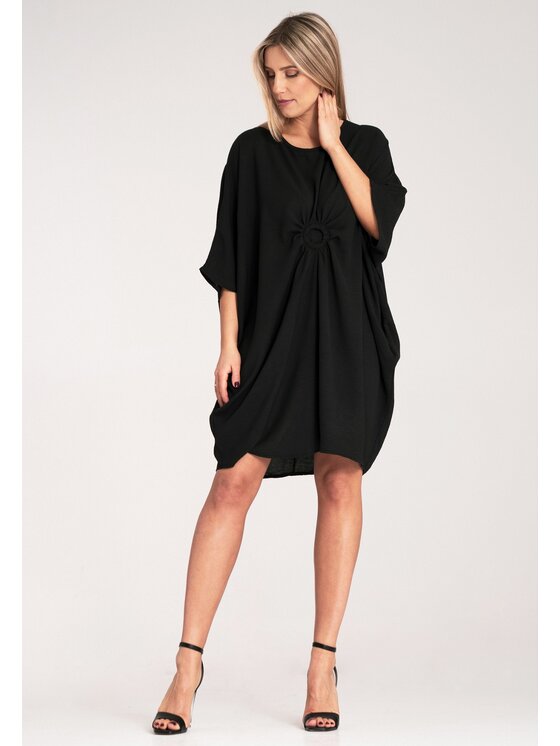 FIGL FIGL Koktejlové šaty M1127 Čierna Loose Fit