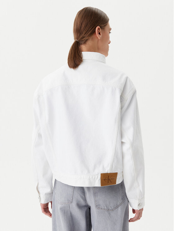 Calvin Klein Jeans Calvin Klein Jeans Džinsinė striukė J20J225181 Balta Boxy Fit