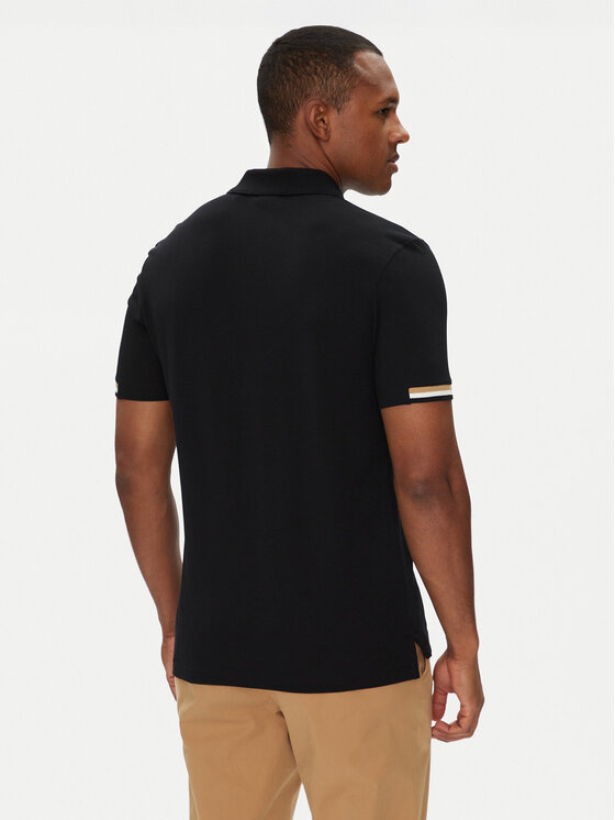 BOSS Boss Тениска с яка и копчета Parlay 147 50467113 Черен Regular Fit