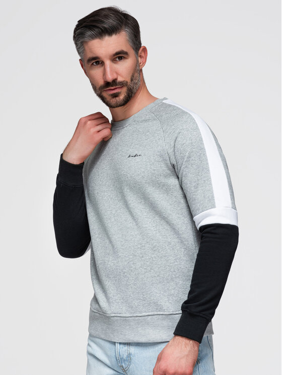 Ombre Ombre Mikina OM-SSNZ-22FW-003 Světle šedá Regular Fit