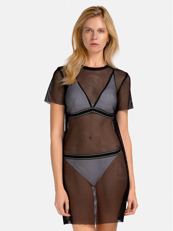 Miss Lou Vestito da spiaggia O-MM2-CZ Nero, taglia : S_M