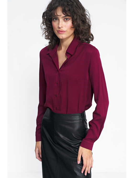 NIFE NIFE Košile K72 Bordó Classic Fit