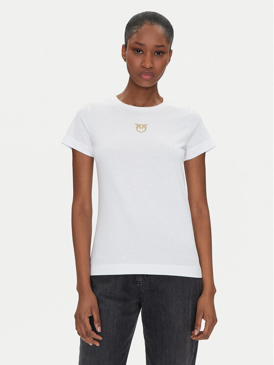 PINKO PINKO T-Shirt Bussolotto 100355 A2OD Bílá Regular Fit