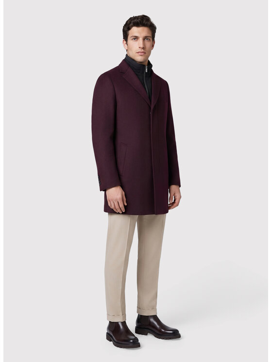 Pako Lorente Pako Lorente Płaszcz wełniany P26WP-7X-006 Bordowy Straight Fit