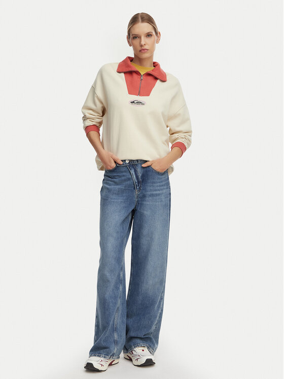 Quiksilver Quiksilver Fleecová mikina Sungai Block EQWFT03192 Krémová Oversize