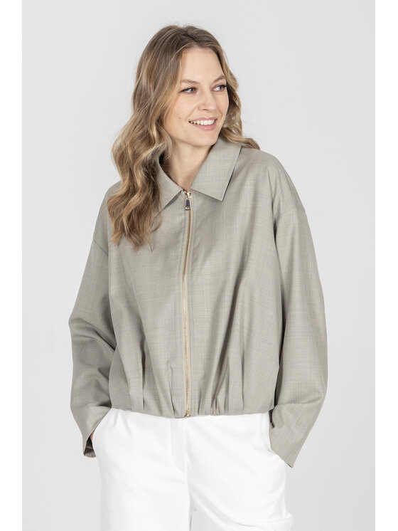 Deni Cler Milano Deni Cler Milano Kurtka skórzana T-DC-9007-F2-90-81-1 Szary Regular Fit