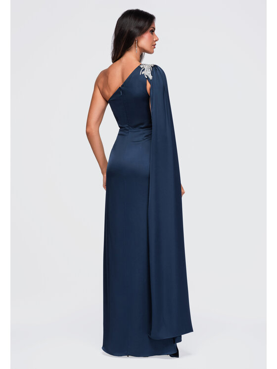Ombre Ombre Večerní šaty LA-OM-DLR469 Tmavomodrá Slim Fit