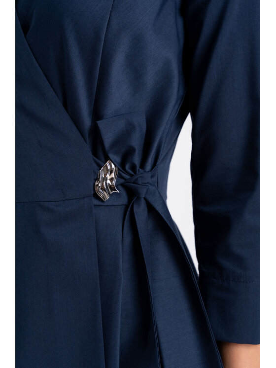 CLICK CLICK Každodenní šaty 60-6169 Tmavomodrá Flare Fit