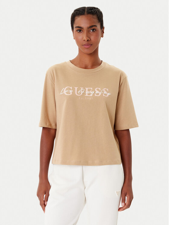 Guess Guess T-Shirt V5YI02 I3Z14 Béžová Boxy Fit
